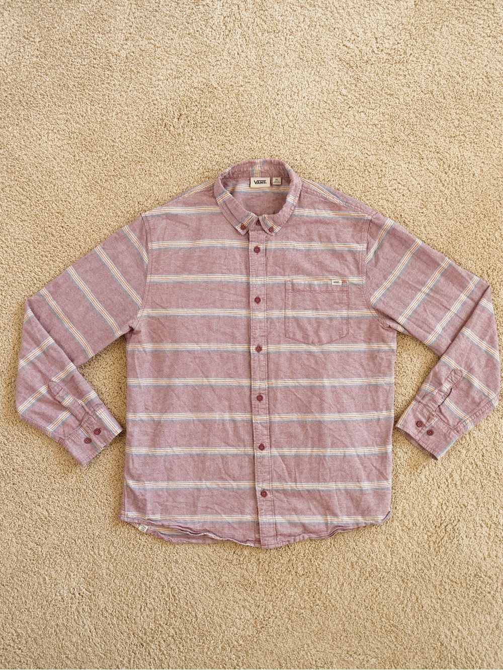 Vans Men's Mauve Stripe Long-Sleeve Button-Down Shirt